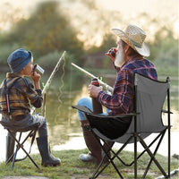 2pz Sedia Campeggio Portatile Pieghevole Telo Oxford Sacca con Maniglia H90cm Beige