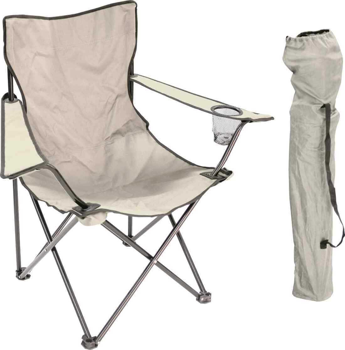 2pz Sedia Campeggio Portatile Pieghevole Telo Oxford Sacca con Maniglia H90cm Beige