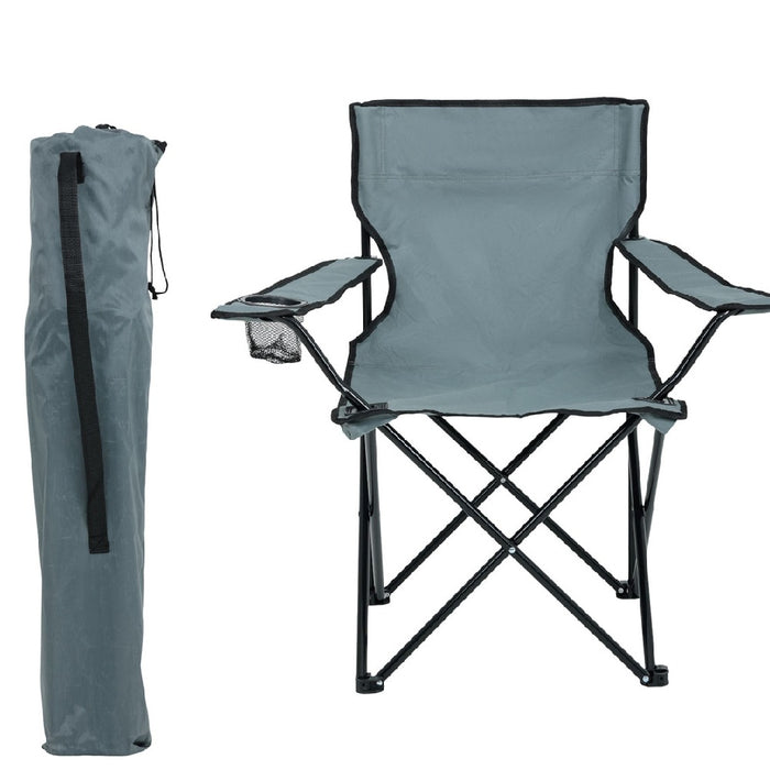 2pz Sedia Campeggio Portatile Pieghevole Telo Oxford Sacca con Maniglia H90cm Grigio