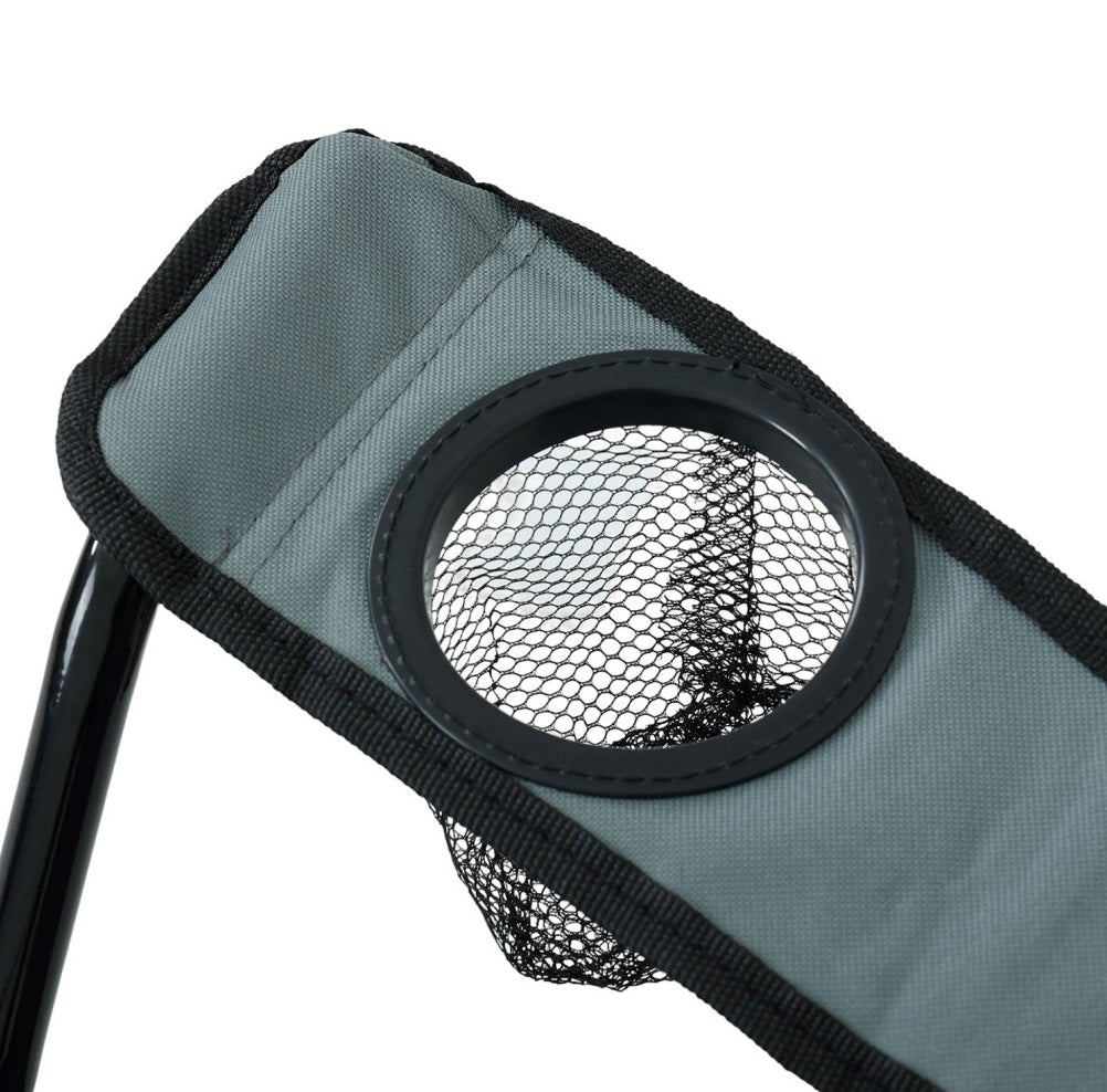 2pz Sedia Campeggio Portatile Pieghevole Telo Oxford Sacca con Maniglia H90cm Grigio