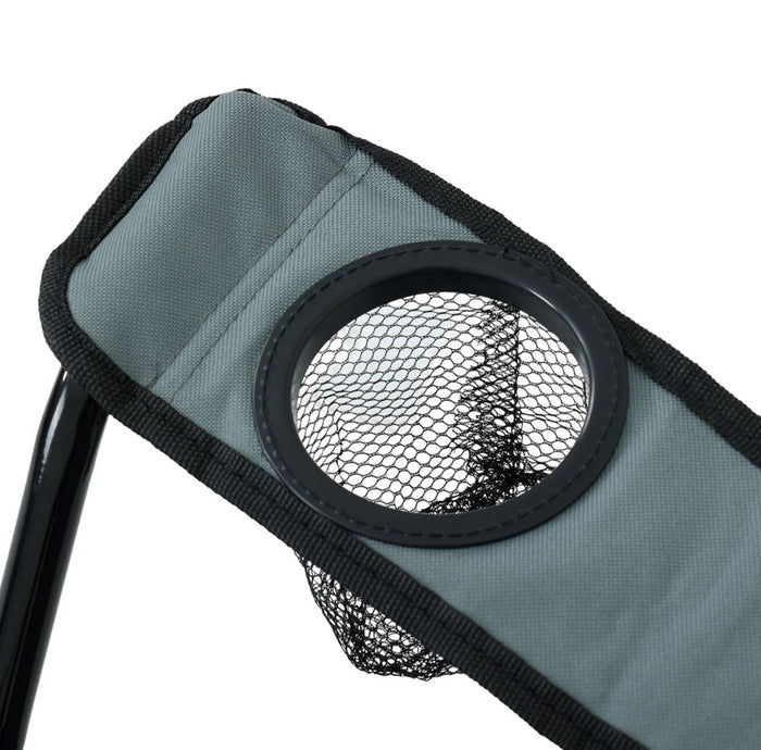 2pz Sedia Campeggio Portatile Pieghevole Telo Oxford Sacca con Maniglia H90cm Grigio