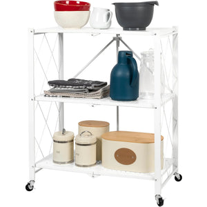 Scaffale Richiudibile Salvaspazio in Metallo Scaffalatura Multiuso Pieghevole