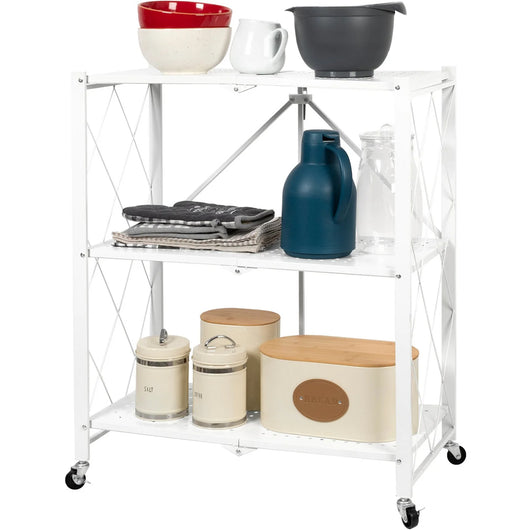 Scaffale Richiudibile Salvaspazio in Metallo Scaffalatura Multiuso Pieghevole