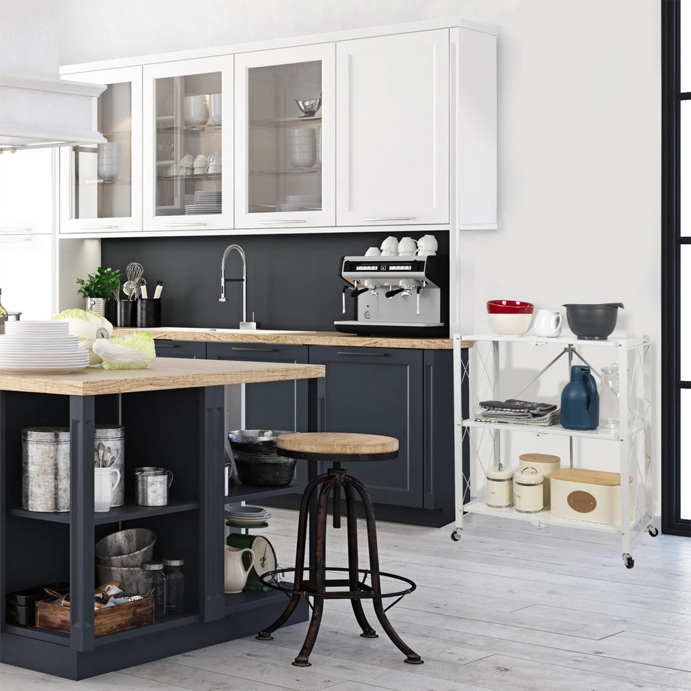 Scaffale Richiudibile Salvaspazio in Metallo Scaffalatura Multiuso Pieghevole