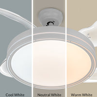 Ventilatore da Soffitto 4 Pale Richiudibili Plafoniera LED 60W Telecomando 110 cm