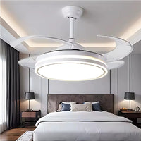 Ventilatore da Soffitto 4 Pale Richiudibili Plafoniera LED 60W Telecomando 110 cm