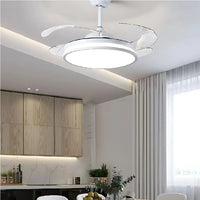 Ventilatore da Soffitto 4 Pale Richiudibili Plafoniera LED 60W Telecomando 110 cm