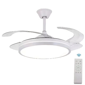 Ventilatore da Soffitto 4 Pale Richiudibili Plafoniera LED 60W Telecomando 110 cm