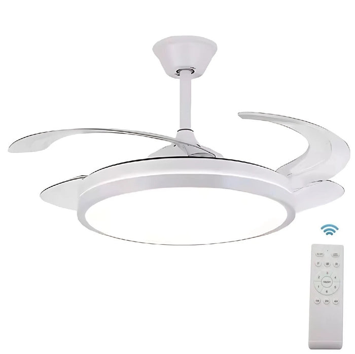 Ventilatore da Soffitto 4 Pale Richiudibili Plafoniera LED 60W Telecomando 110 cm