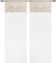 Tende Coppia Finestra Porta Interno 60x150 cm Tessuto Shabby Chic Margherita Tortora