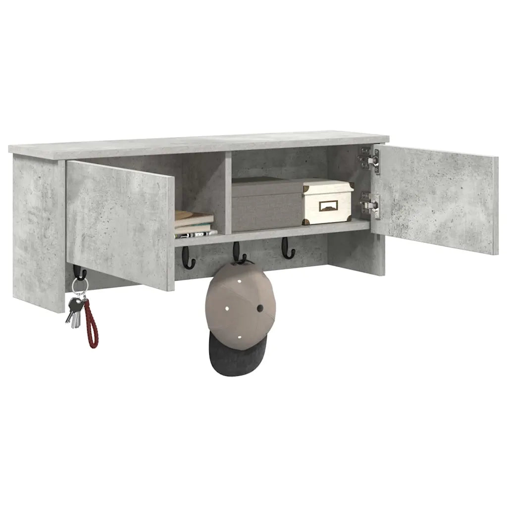 Appendiabiti a muro con porta Grigio cemento 80 x 20 x 30 cm 874342