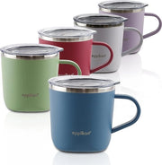 Bicchierino termico in acciaio inossidabile, tazza isolante, tazza per caffè, bicchierino per bevande, termos bicchierino 220 ml, 280 ml con coperchio, per caffè e tè (220 ml, blu indaco)