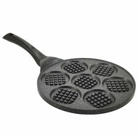 Padella 7 Mini Waffle da 8cm Antiaderente Colazione Brunch Dessert Piastra 26cm