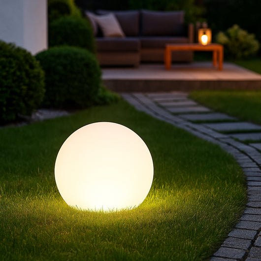Lampada Solare a Sfera 17 cm Telecomando Luce RGB e Bianco per Esterni Giardino