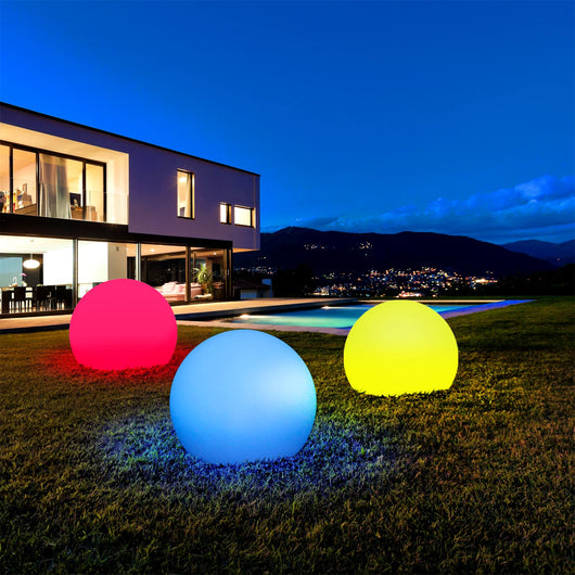 Lampada Solare a Sfera 17 cm Telecomando Luce RGB e Bianco per Esterni Giardino