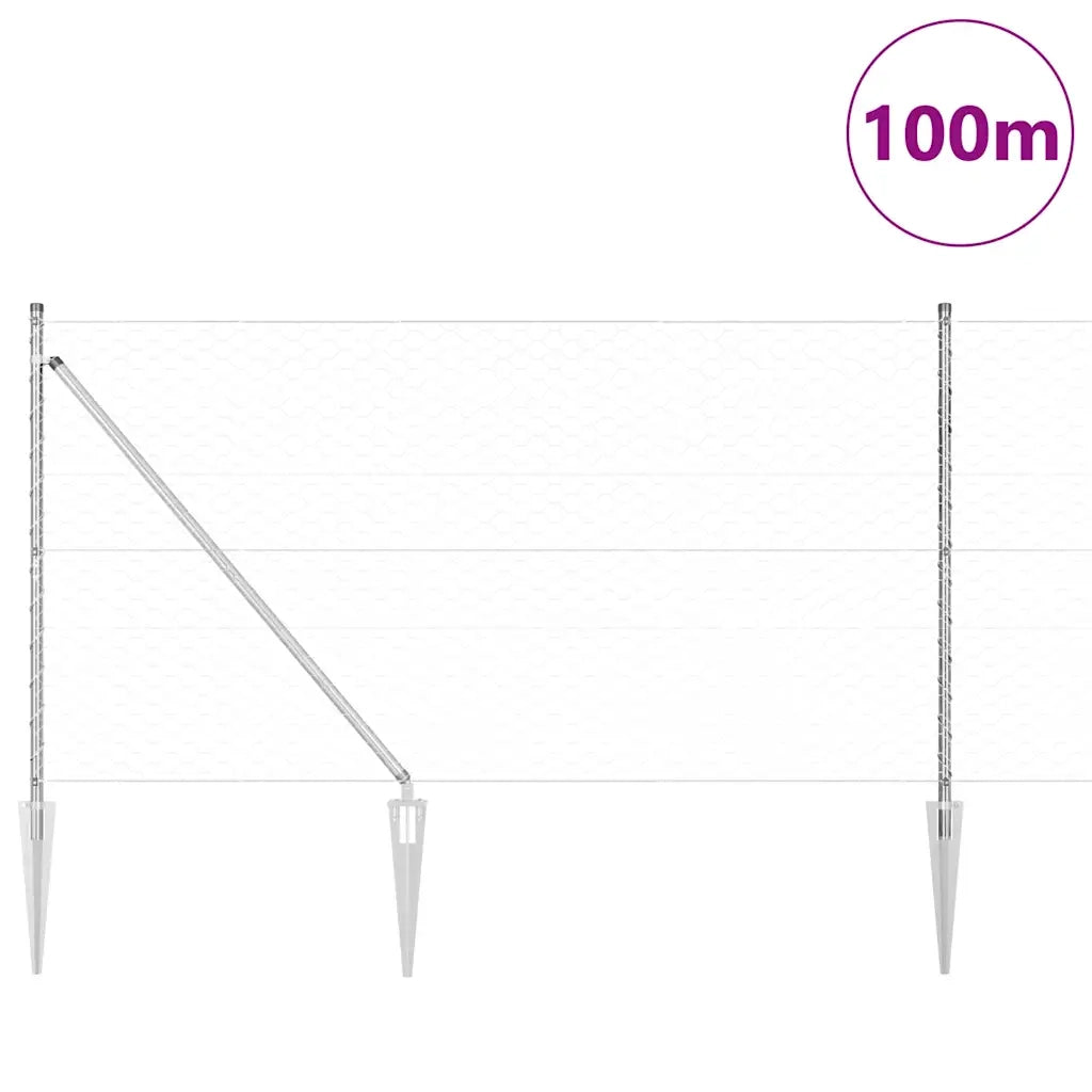 Palo della recinzione Argento 100 x 1,2 m (rete 50 mm) Acciaio