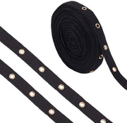 Tessuto per tende 8 metri - 15 mm di larghezza - Polyester - Nastro con occhielli - Nero - Per cucire - Nastro per cucire