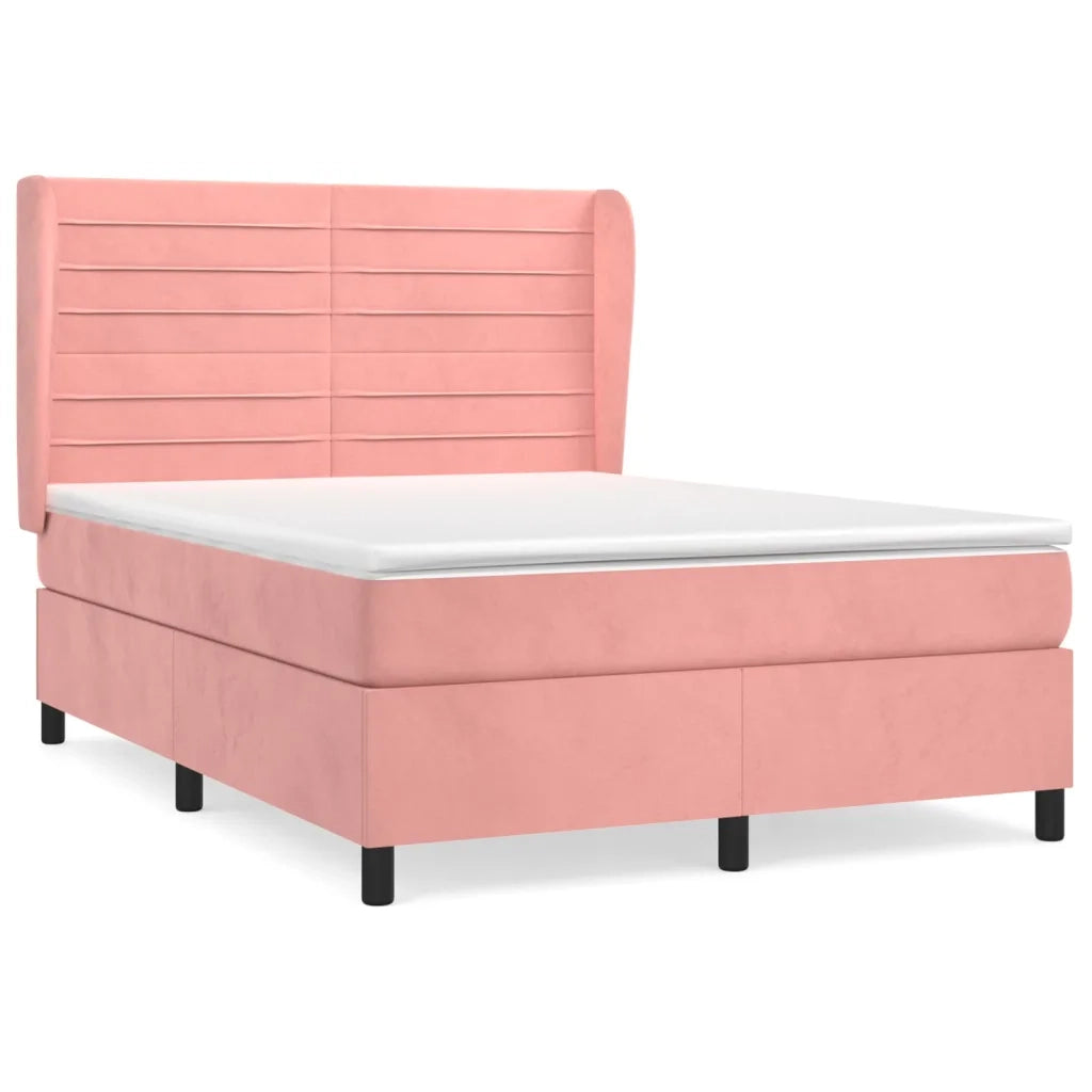 Giroletto a Molle con Materasso Rosa 140x190 cm in Velluto 3129272