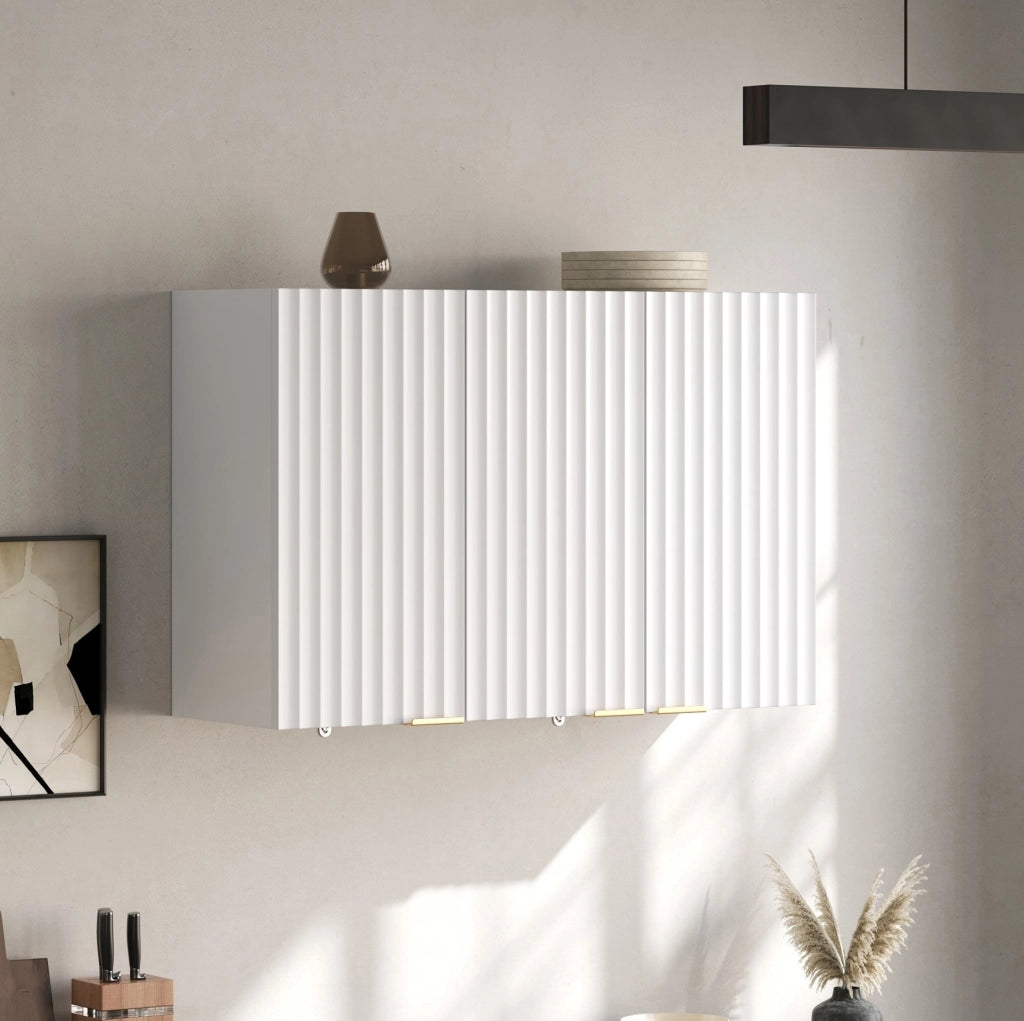 Pensile da parete bianco a 3 ante in MDF, 90×29×60 cm