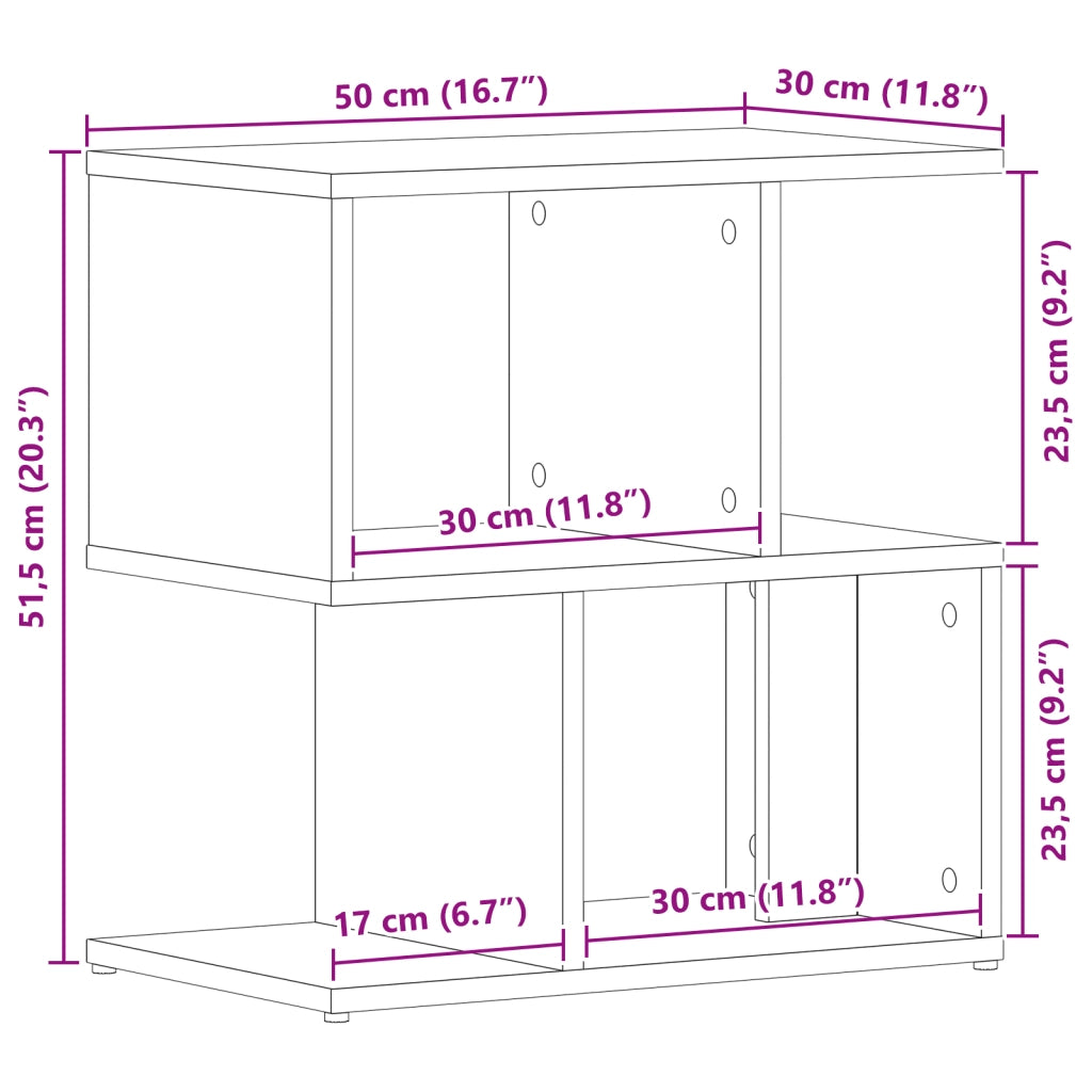 Comodino 2 pezzi Rovere Nero 50x30x51,5 cm Legno ingegnerizzato