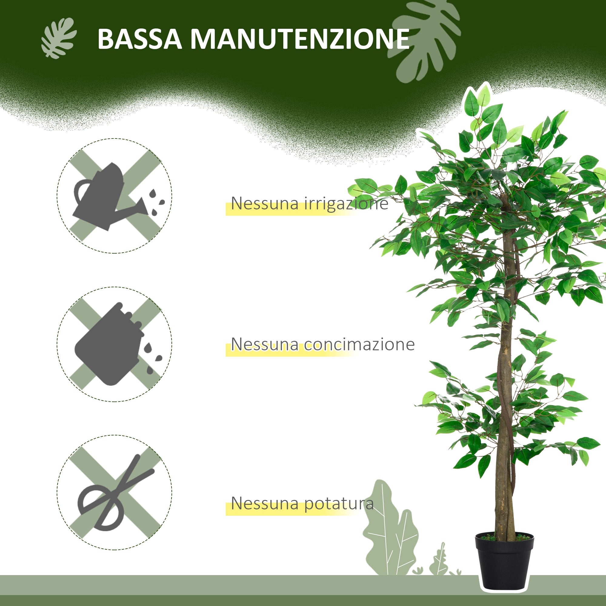 Pianta Artificiale Albero del Tè con 546 Foglie Realistiche e Vaso Cemento 120 cm Verde