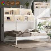 Letto a scomparsa singolo 90 × 200 cm con LED, USB, Type-C e contenitore, senza materasso, bianco