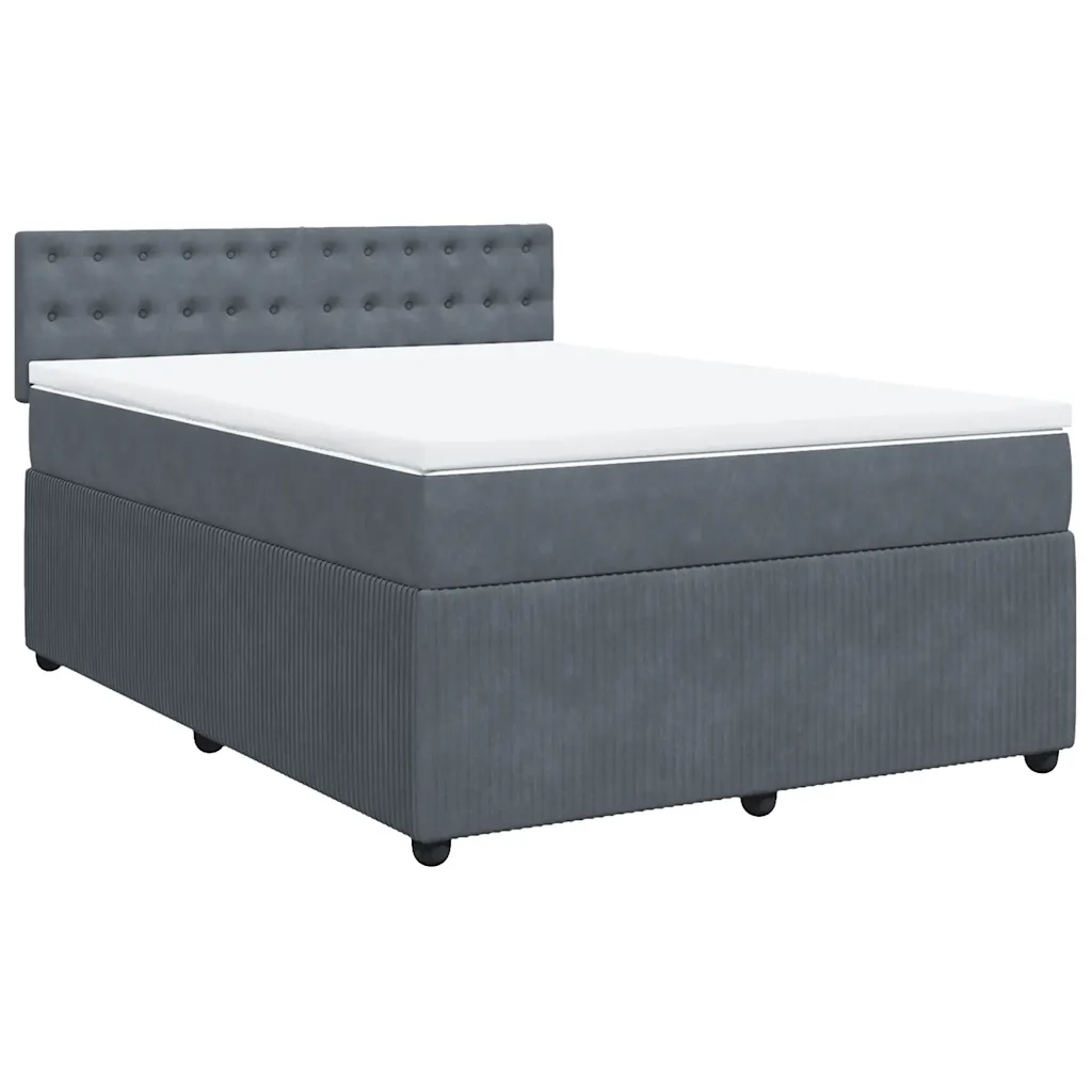 Giroletto a Molle con Materasso Grigio Scuro 160x200 cm Velluto