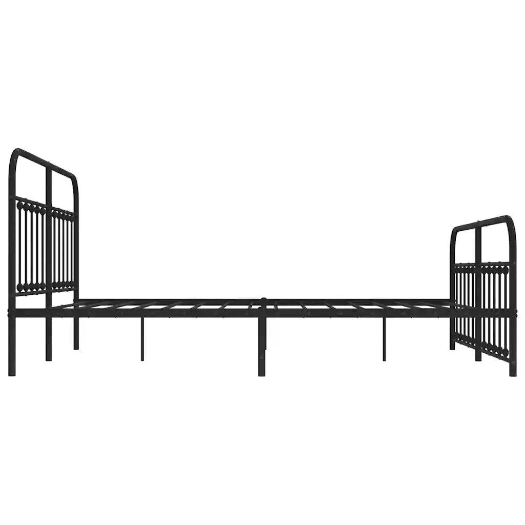 Letto matrimoniale | Letto per adulti | Giroletto con Testiera e Pediera Metallo Nero 183x213 cm