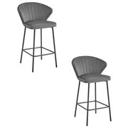 Sgabello da bar Valora GATTA in velluto grigio scuro con gambe nere x2