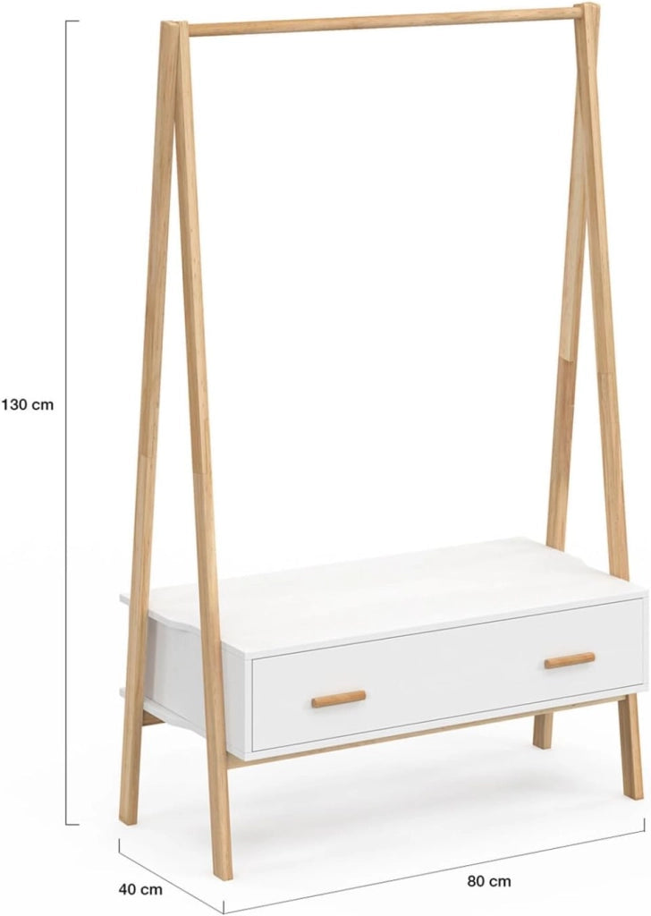 Portapacchi per bambini LEON 130 cm con 1 porta bianca e legno