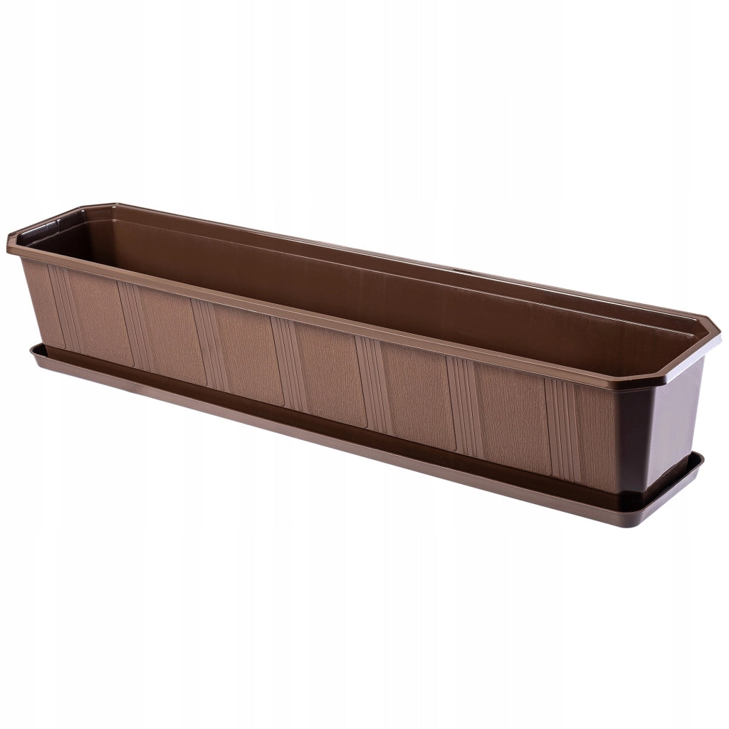 Vaso da fiori per balcone KADAX da 80 cm con supporto e balaustra.