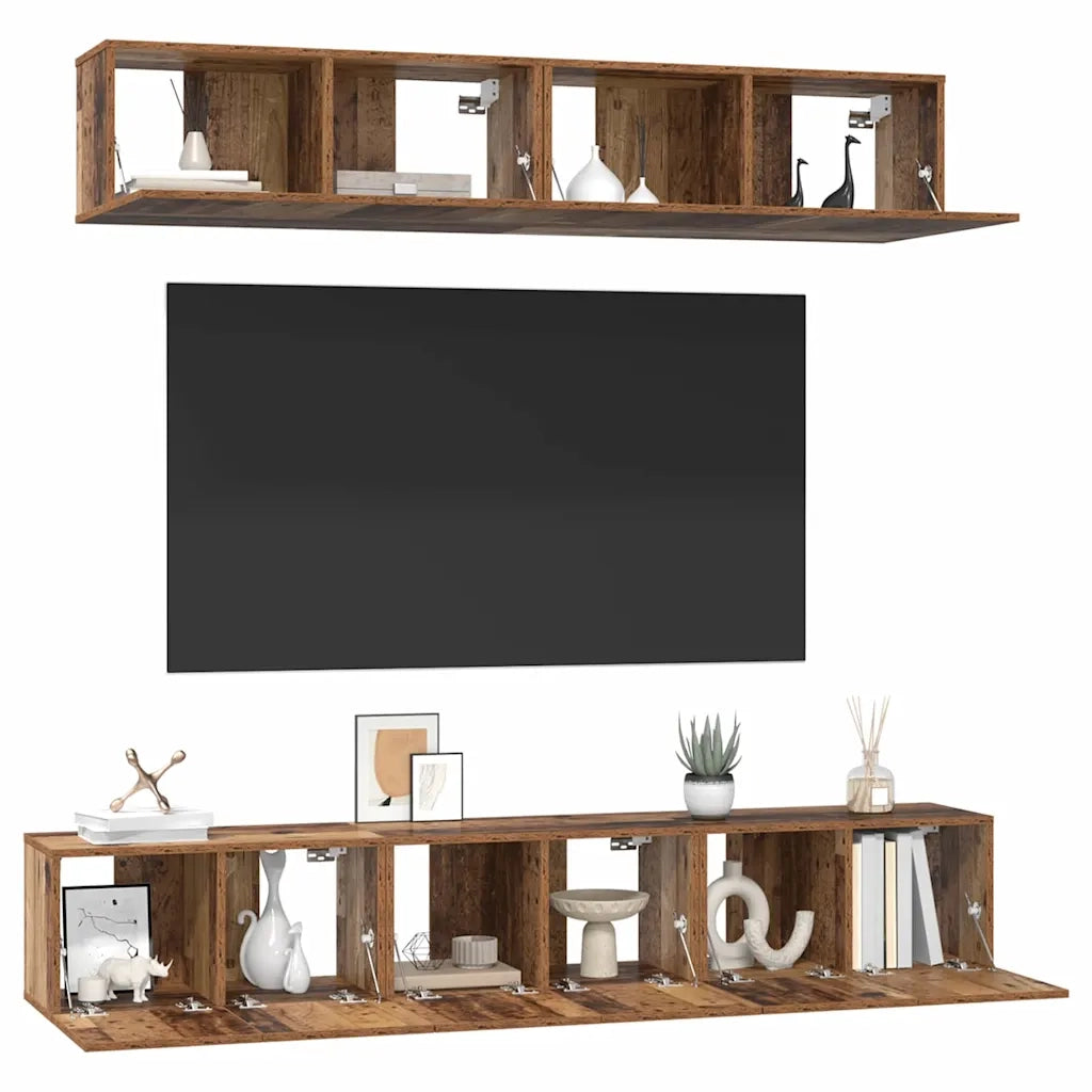 vidaXL Set di mobili TV 5 pcs Legno vecchio Standard Media
