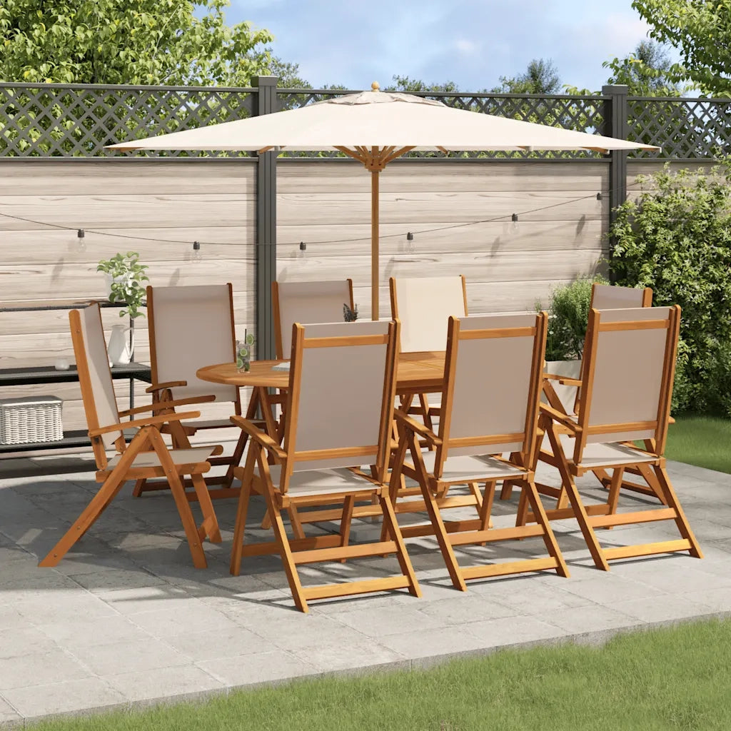 vidaXL Set Pranzo da Giardino 9pz Legno Massello di Acacia e Textilene