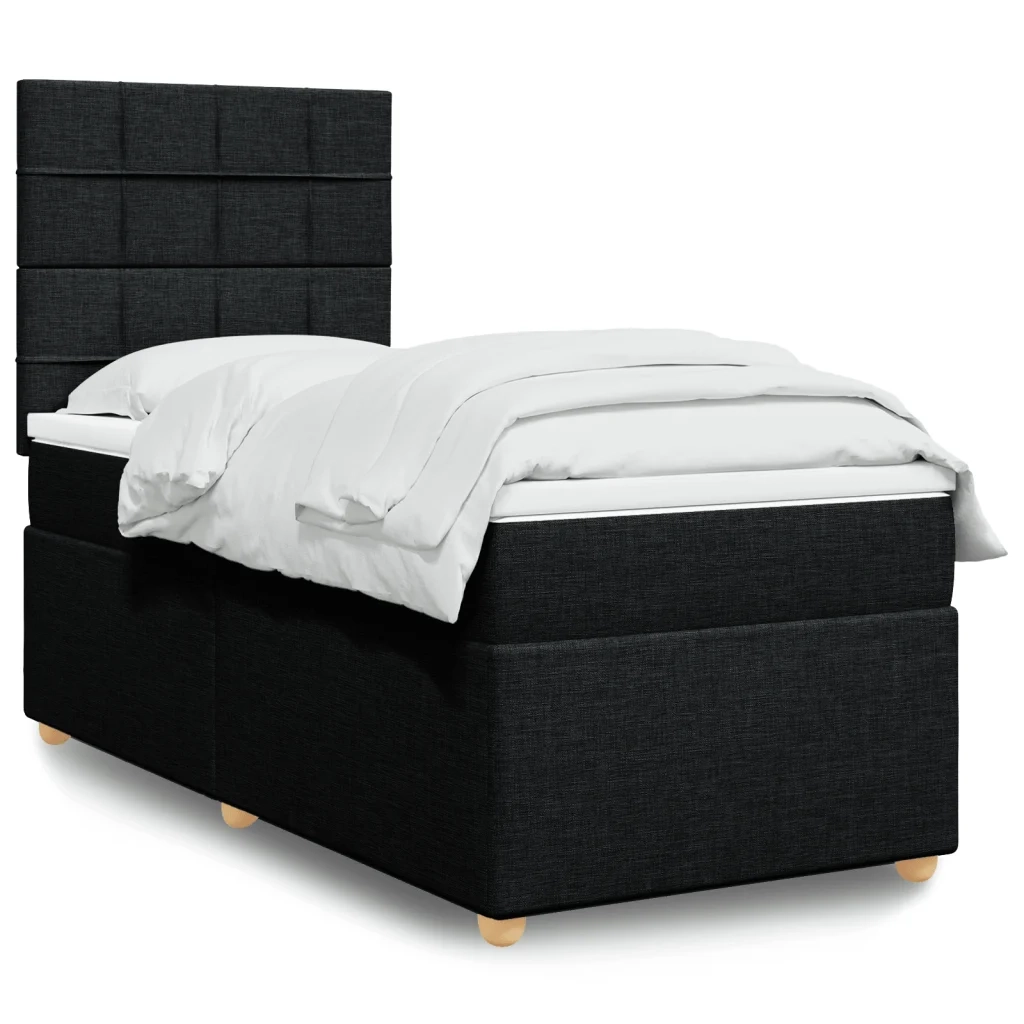 Giroletto a Molle con Materasso Nero 90x190 cm in Tessuto