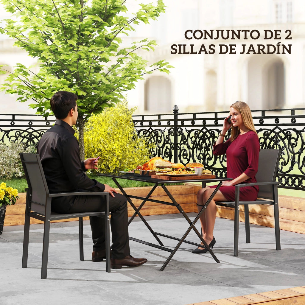 Sedia da giardino impilabile ¨C zephmum ¨C 2 pezzi grigio scuro 56x58x89 cm