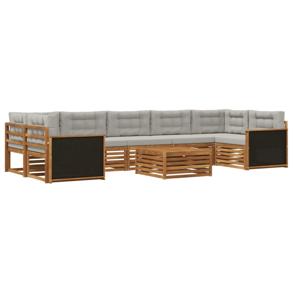 Set di divani da esterno 8 pcs Naturale e Grigio Chiaro 3383134