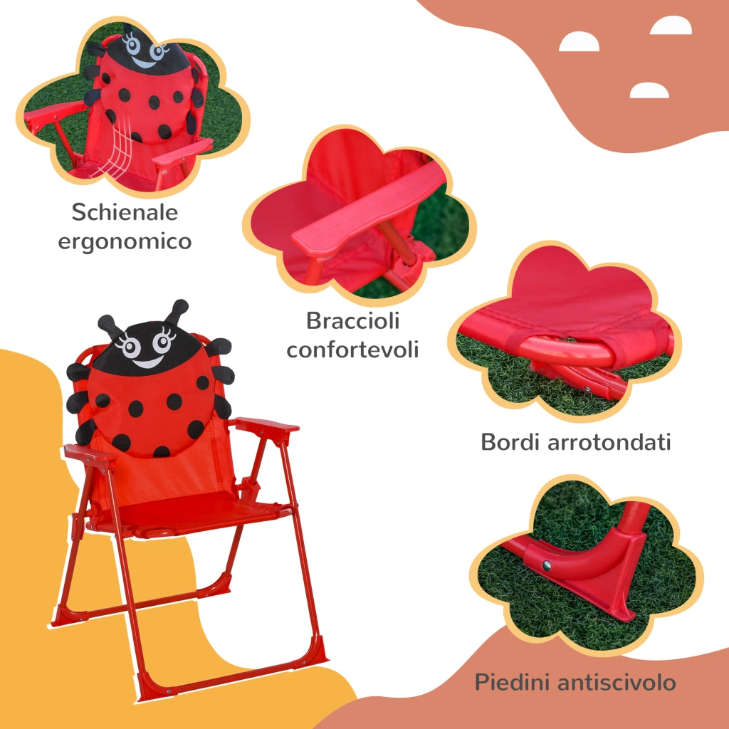 Set da giardino per bambini 4 pezzi ¨C zephmum ¨C Acciaio, Tessuto Oxford, Rosso
