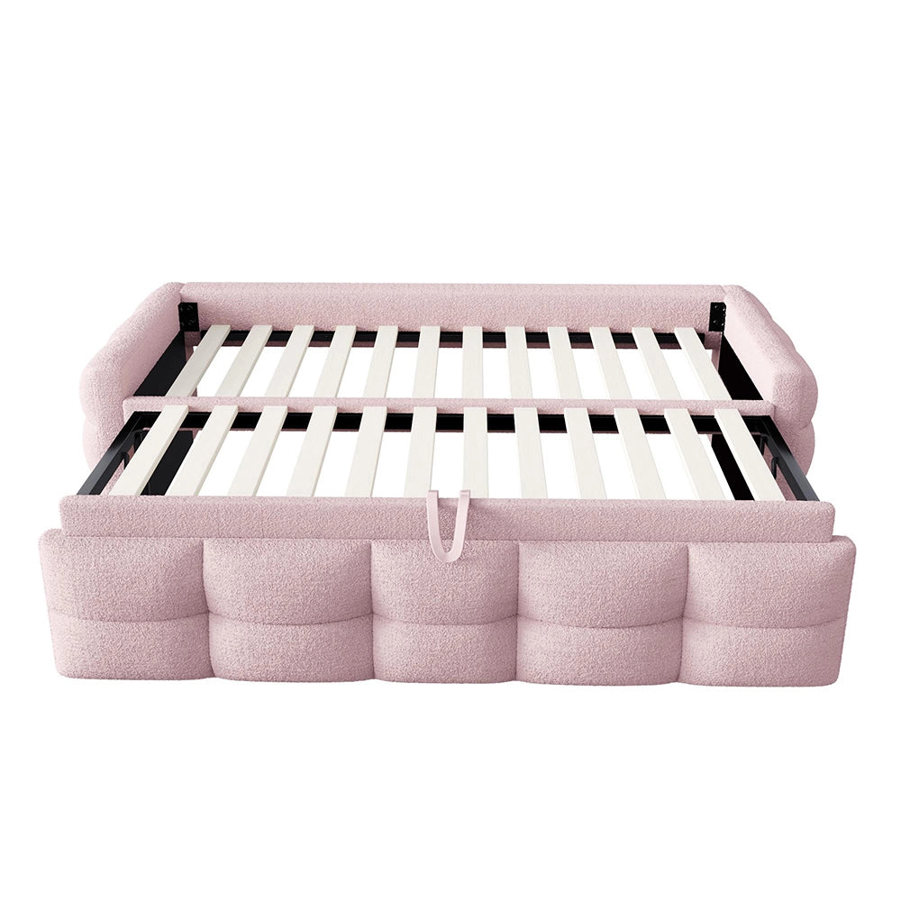 Divano letto estendibile - Xylo - 90/180x190 cm pouf teddy rosa