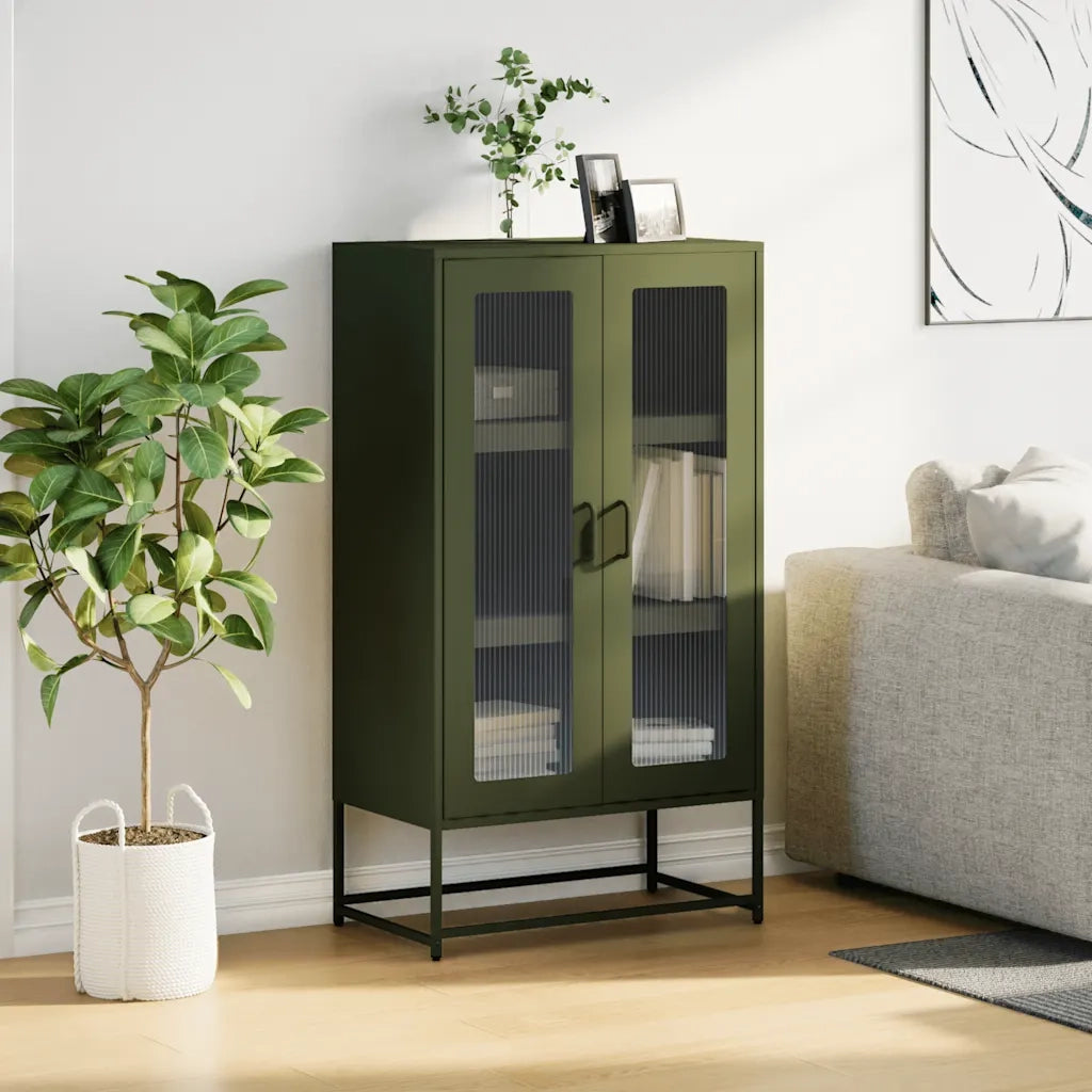 Credenza Verde Oliva 68x39x123 cm in Acciaio 853360