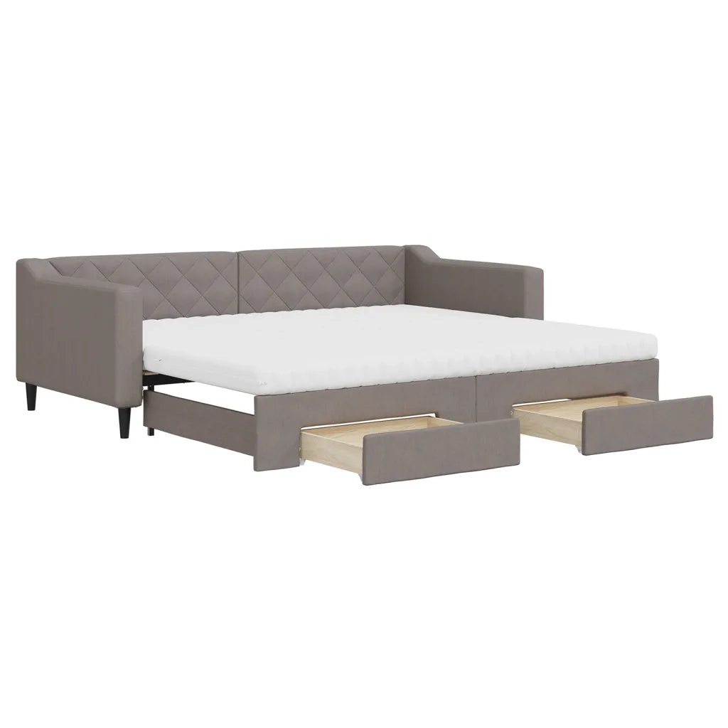 Divano Letto Estraibile con Cassetti Tortora 90x200 cm Tessuto 3197483