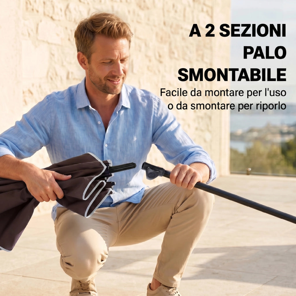 Ombrellone da Giardino Rettangolare Regolabile ¨C Zephmum ¨C Alluminio Marrone Nero 200x130x250 cm