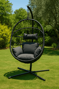 POLTRONA SOSPESA SEDIA A DONDOLO IN POLIRATTAN 108xh192 cm "AURA" DESIGN OVETTO