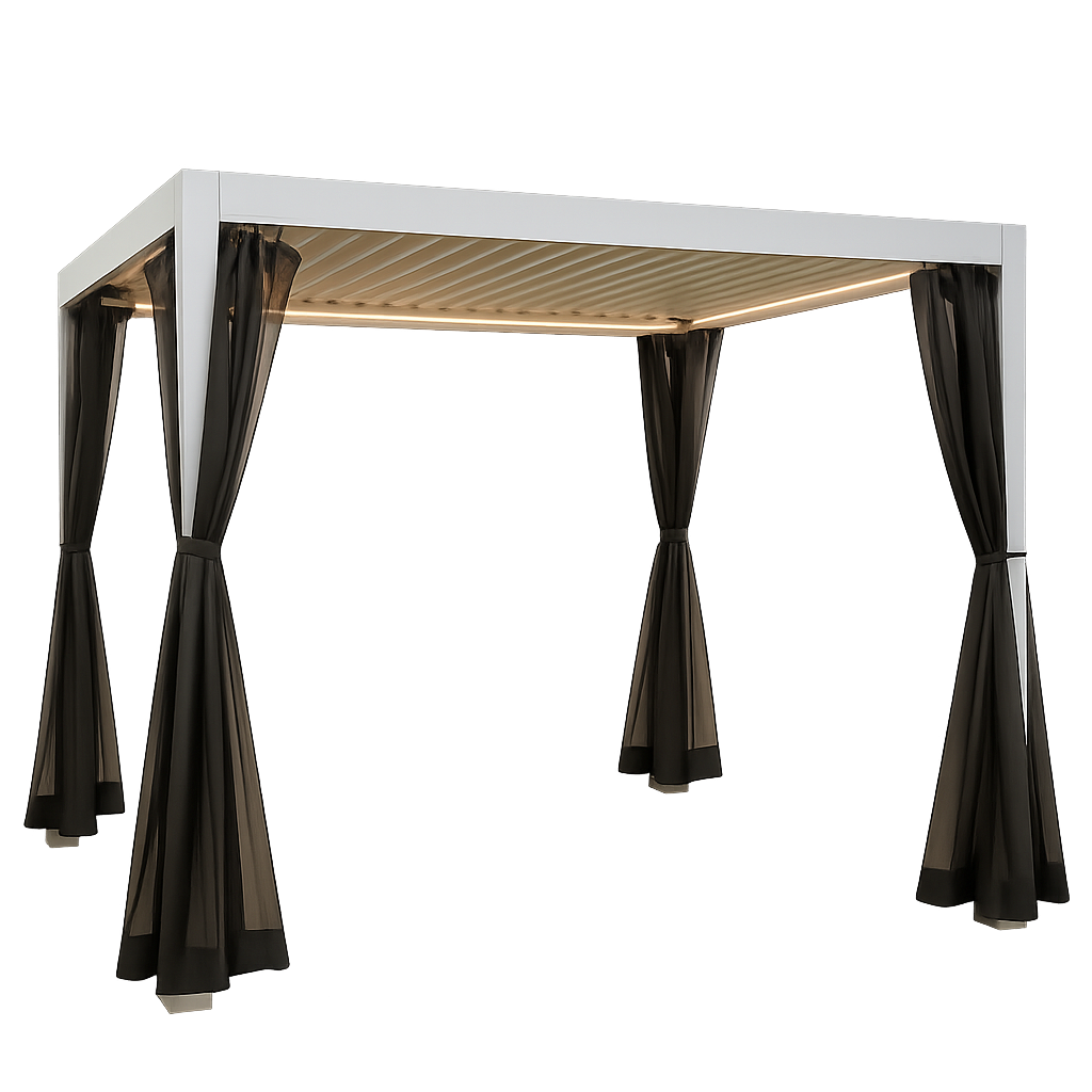 GAZEBO PERGOLA BIOCLIMATICA 3x3x2,4h mt A LAMELLE ORIENTABILI PER GIARDINO