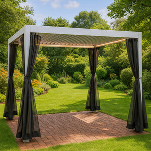 GAZEBO PERGOLA BIOCLIMATICA 3x3x2,4h mt A LAMELLE ORIENTABILI PER GIARDINO