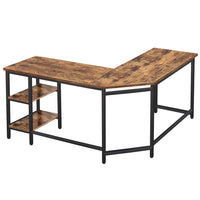 Scrivania Angolare Porta PC Stile Industriale con Libreria in Metallo e Legno mdf