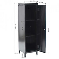 Armadietto Spogliatoio in Metallo con Chiave 1 Anta 3 Scomparti 138x38,5x38,5 Nero