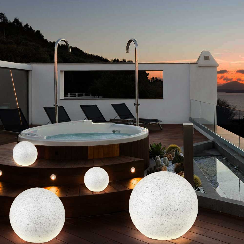 Lampada Sfera Giardino 50cm Luce Esterno Bianco Pietra E27 Decorazione da Esterno
