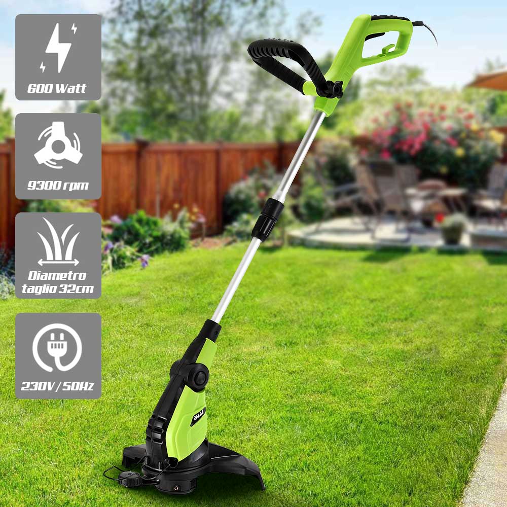 Decespugliatore Elettrico 600W Tagliabordi 32cm Asta Regolabile Prato Giardino