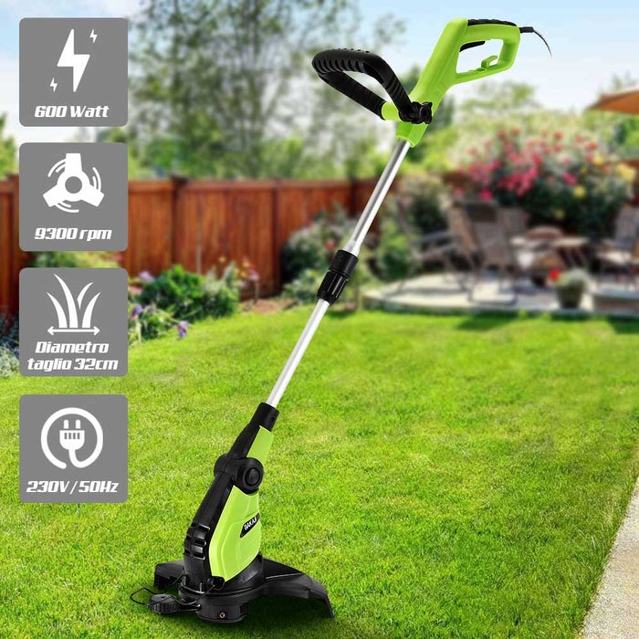 Decespugliatore Elettrico 600W Tagliabordi 32cm Asta Regolabile Prato Giardino