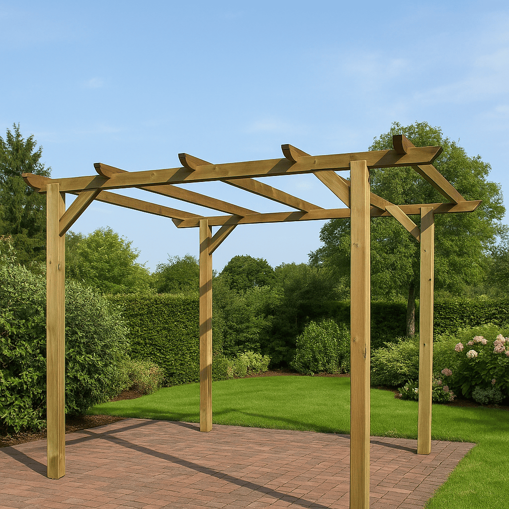 PERGOLA 300x300xh247 cm CON STRUTTURA IN LEGNO PER GIARDINO ED ESTERNI